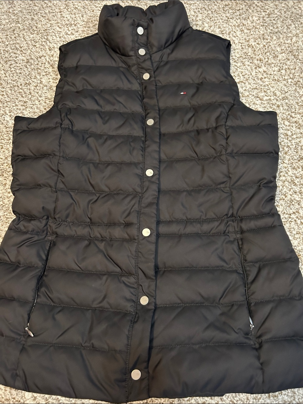 Tommy Hilfiger Black Quilted Puffer Vest with Stand Collar NEVER WORN
